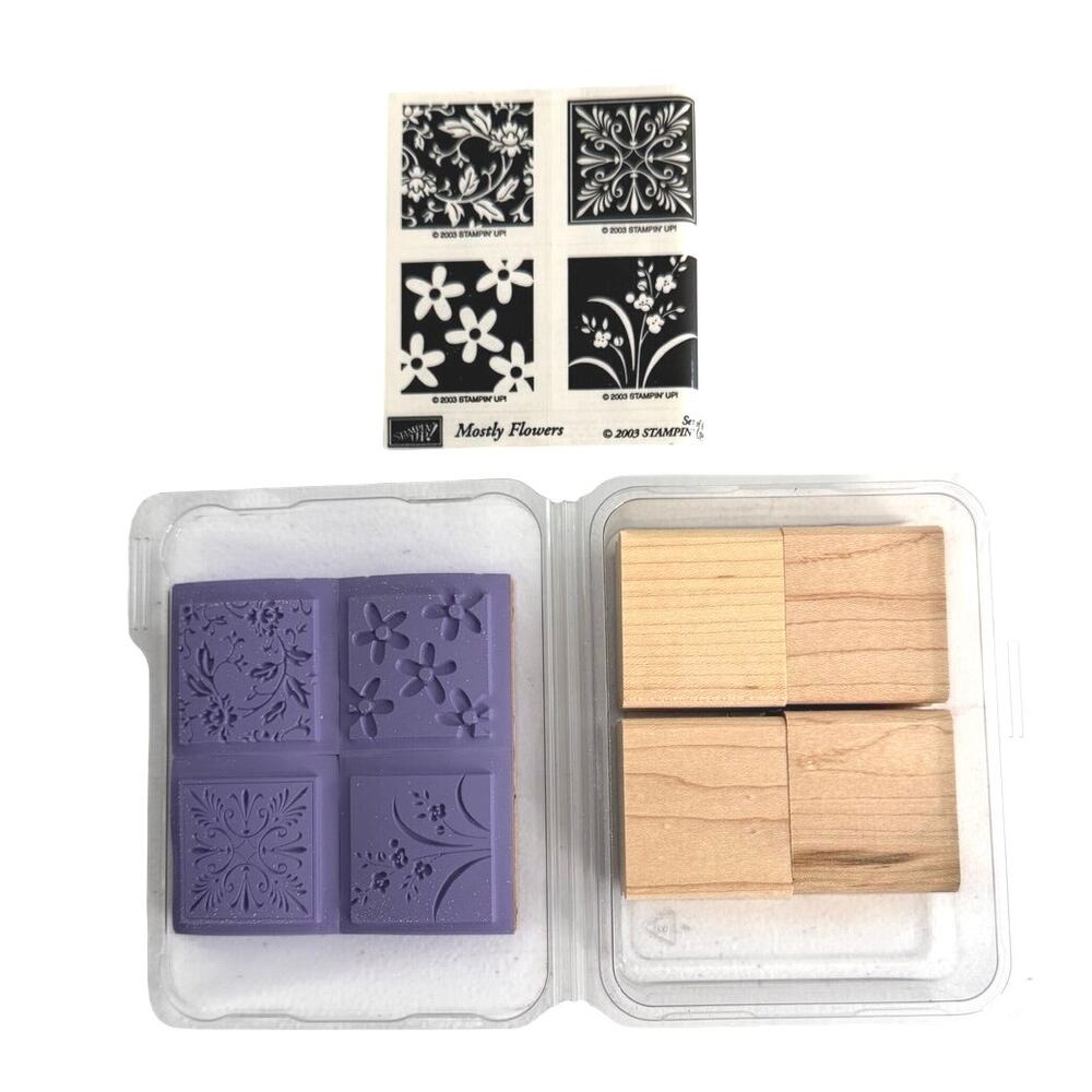 New in box Stampin’ Up set of 4 rubber stamps “Mostly flowers” - Picture 7 of 7